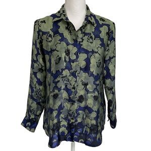 Banana Republic Exclusive Floral Collared Blouse Shirt Women Size Small  Satin